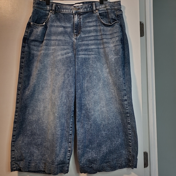 20 Lane Bryant Mid Rise Wide Leg Crop Jean, Signature Fit, Magic Waistband - Picture 3 of 11